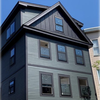 James Hardie Prefinished Cedarmill Plank, Board & Batten in the Gables and Trim