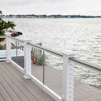 Classic Composite Series, Drink Rail, Horizontal Cable (White) Decking Vintage Collection (Coastline)